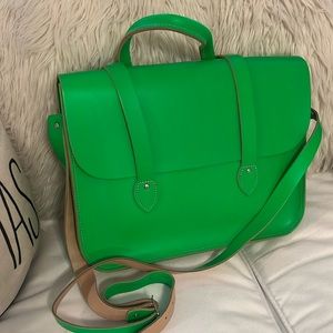 15” Leather Satchel Company Music case in Green Neon